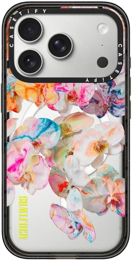 CASETiFY Impact iPhone 17 Pro Case [Slim/Compatible with Magsafe / 8.2 ft. 4X Military Grade Drop Protection] - AF Dream FLWRS - Clear Black