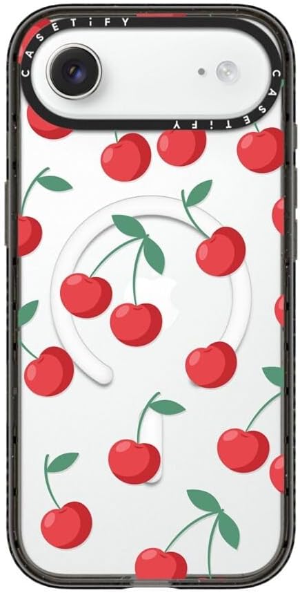 CASETiFY Impact iPhone Air Case [Slim/Compatible with Magsafe / 8.2 ft. 4X Military Grade Drop Protection] - Cherries - Clear Black
