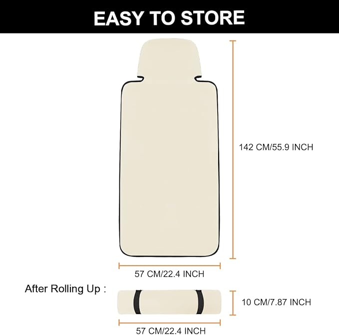INFANZIA Premium Waterproof Seat Cover Towel Protector Neoprene Universal Fit, Upgraded 100% Washable & Removable Non-Slip Sweat Carseat Towel Covers, Perfect for Gym/Yoga/Workout（Beige,2PCS