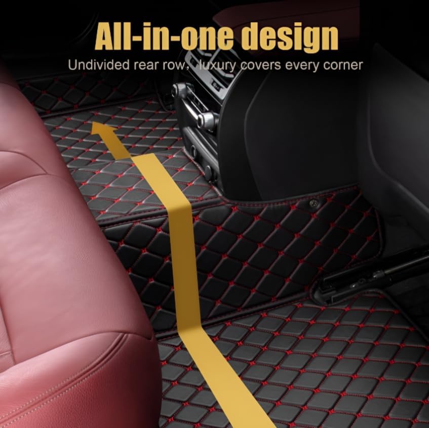 Add Personal Touch to Your Vehicle with IMEISH Customizable Logo Text Car Mats for 99% of vehiclesPads Protection Non-Slip Leather Floor Liners (White)