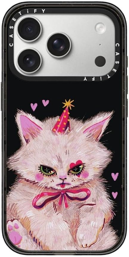 CASETiFY Impact iPhone 17 Pro Case [Slim/Compatible with Magsafe / 8.2 ft. 4X Military Grade Drop Protection] - Clown Kitty - Clear Black