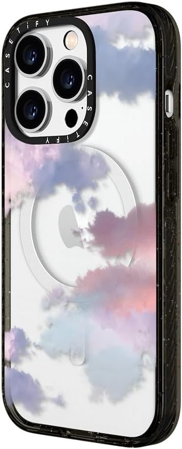 CASETiFY Impact iPhone 15 Pro Max Case [4X Military Grade Drop Tested / 8.2ft Drop Protection/Compatible with Magsafe] - Cloud Prints - Clouds - Clear Black