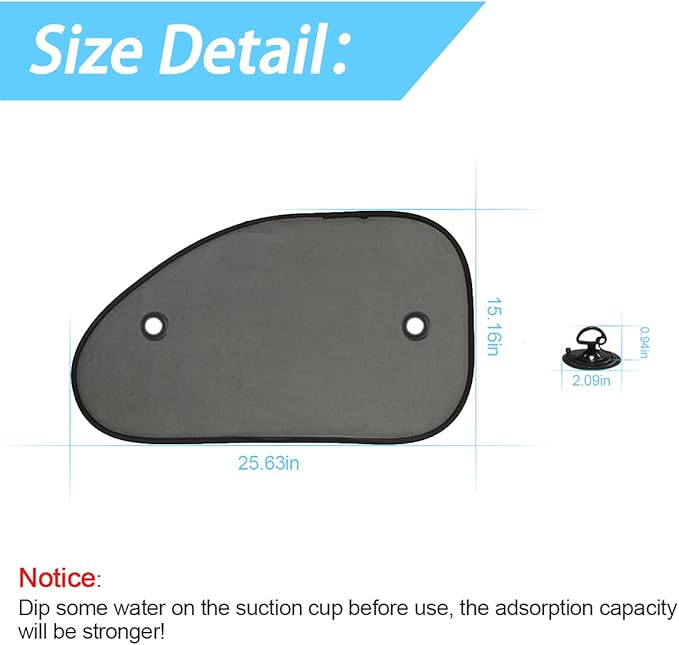 2 Pack Universal Car Window Shade, Cling Sunshade - Sun, Glare and UV Rays Protection for Your Child - Baby Side Window Car Sun Shades, Blocks Over 98% of Harmful UV Rays (Large)