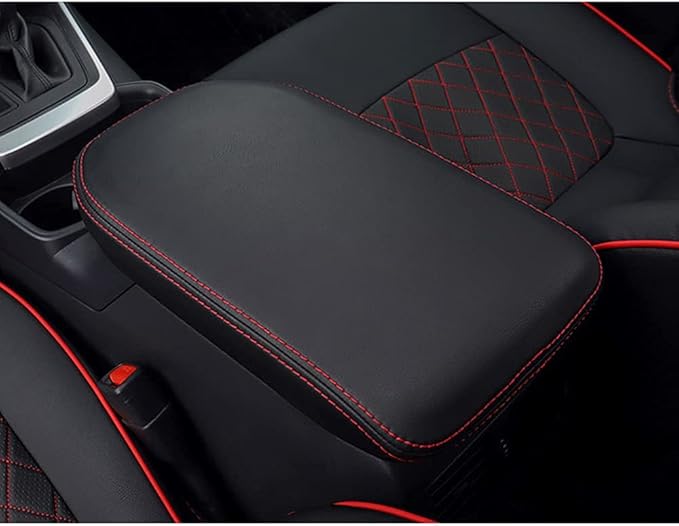 INTGET for Toyota RAV4 Accessories 2025 2024 2023 2022 2021 2020 2019 and 2021-2024 RAV-4 Prime Center Console Cover Leather Armrest Middle Console Lid Cover Arm Rest Covering Car(Red)