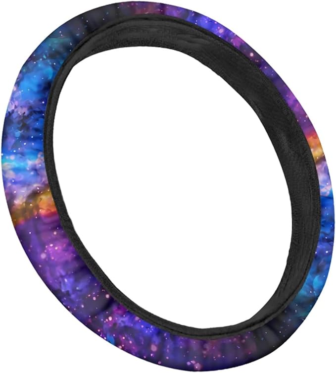 AFPANQZ Nebula Galaxy Design Steering Wheel Covers 14-15" inch Universal Fit Most Car Sedans SUVs Comfort Grip Comfortable Handmade Neoprene Breathable Steering Wheel Protector Blue Purple
