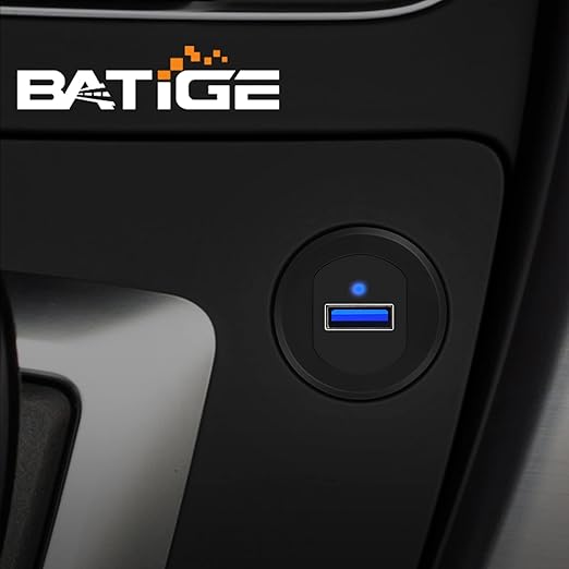 BATIGE Alloy Single Port USB 3.0 Dashboard Port Car Mount Flush Cable, Male to Female Waterproof Extension Cable for Car Truck Boat Motorcycle with LED Indicator - 3ft