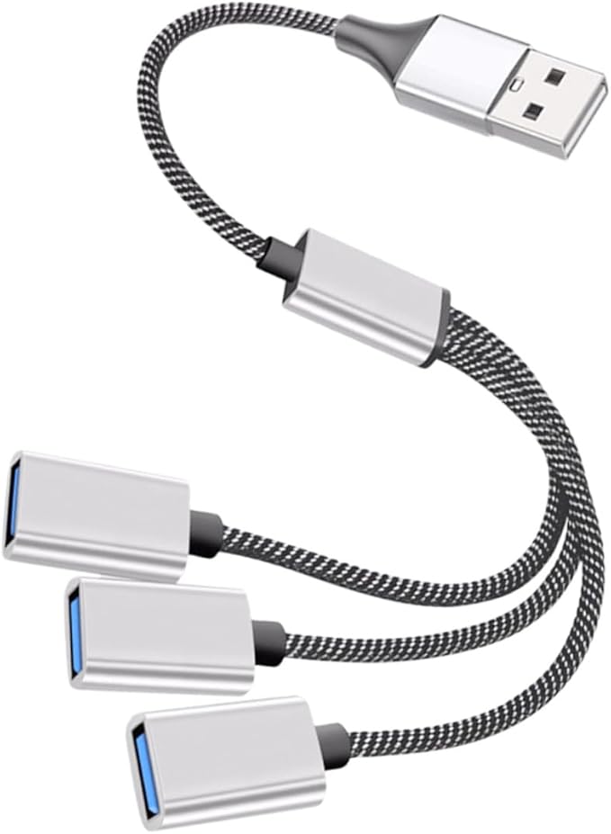 Portable USB Power Splitter Cable Male to Female Ports Compact USB Hub with Over Over-Voltage Protection for Laptop Car and Computer Use