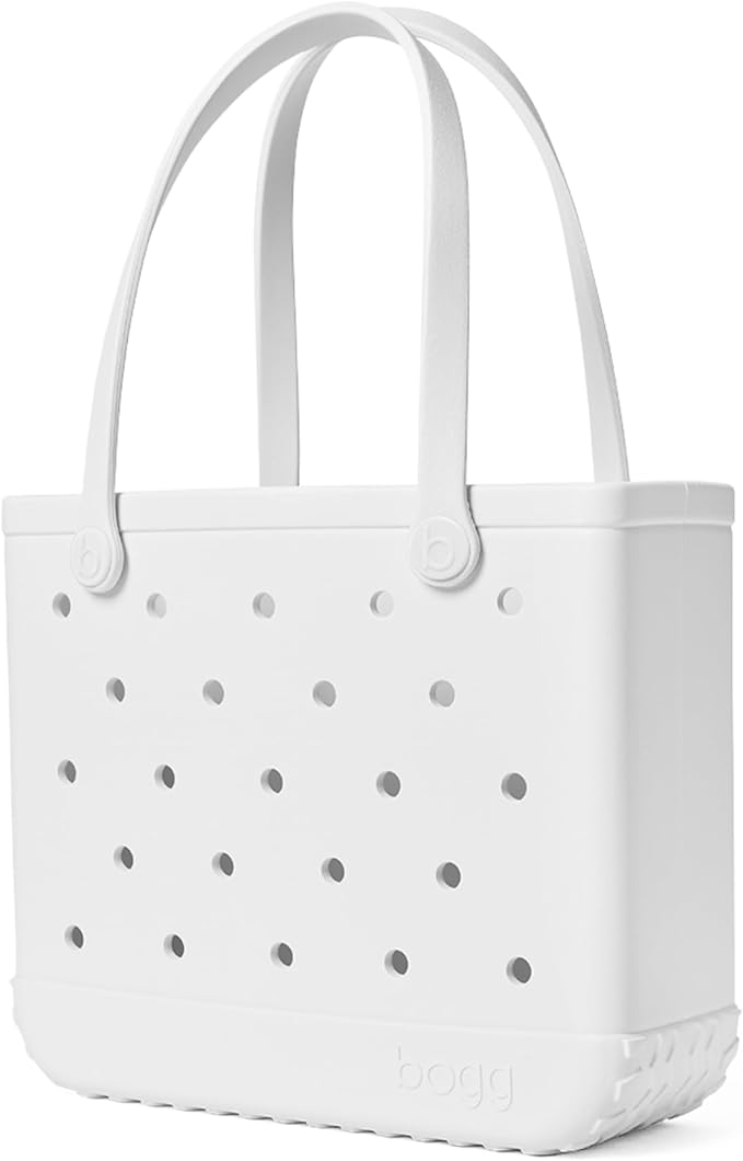 BOGG BAG Medium Tote – 15” x 12.5” x 5” – Durable, Washable, Tip-proof – Beach, Pool, Boat, Work, Sports (For Shore White)