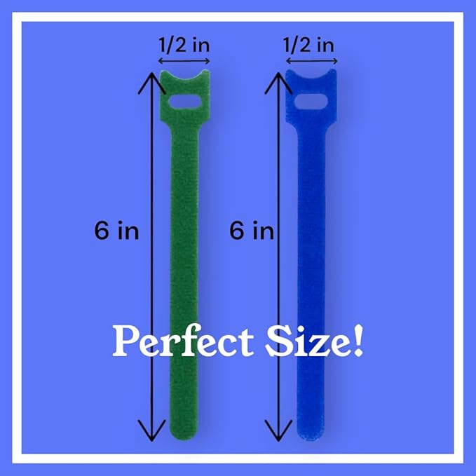 60PCS Reusable Cable Ties Hook and Loop Straps, 6 Inch Colored Cord Ties Cable Management Cord Organizer for Desk Wire Organizers for Power Electronic Cords Charging Computer Cables