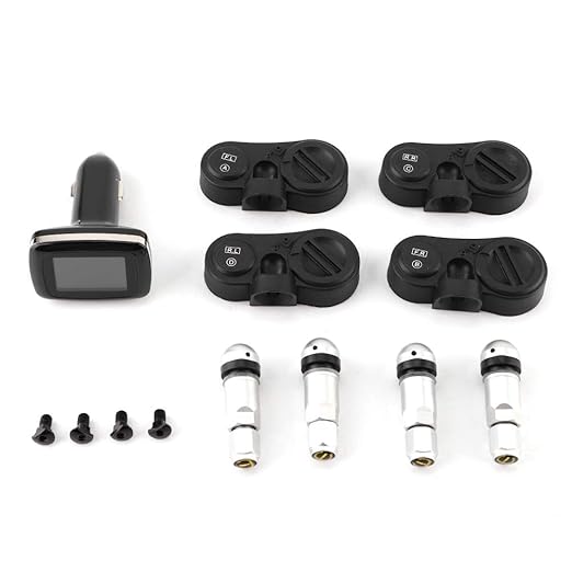 Car TPMS Kit, Universal Car Intelligent TPMS Cigarette Lighter Tire Pressure Monitoring System with 4 Internal Sensors