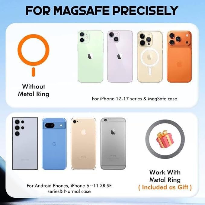 Vacuum & Magnetic Car Phone Holder for MagSafe 【Upgraded 120+ LBS】 360° Adjustable Cell Phone Holders for Your Car, Car Phone Mount Accessories for iPhone 17 Pro Max 16 15 14 13 12 Air Plus