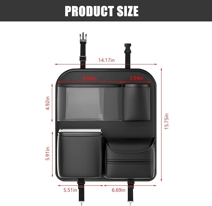 Car Backseat Organizer, 4 Storage Pockets Vehicle Back Seat Protector Kick Mat with Touch Screen Tablet Holder, Automotive Travel Storage Accessories, Universal for Truck SUV RV