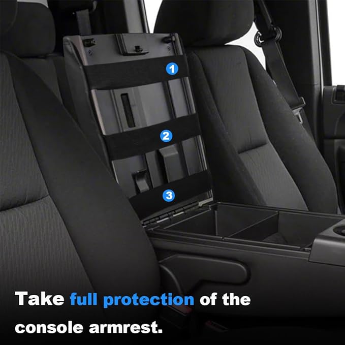 DEYTOP Center Console Cover for Chevy Silverado & Tahoe 2007-2013 Console Armrest Cover for GMC Sierra 2007-2013 Car Cushion Protector Pad ( Jump Seat Console ONLY) (Black Stitching, 07-17 JUMP SEAT)