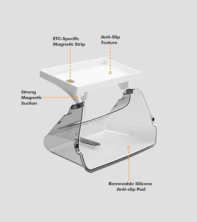 PM Auto Under-Screen Storage Organizer for Tesla Model Y (2020-2025) & Model 3 (2017-2023), Center Console Tray with Anti-Slip Silicone Pad, Interior Accessories White