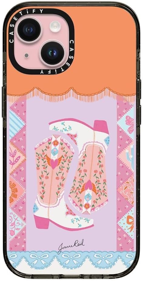 CASETiFY Impact Case for iPhone 15 [8.2ft 4X Military Grade Drop Protection/Compatible with Magsafe] - Cowgirl Boots - Clear Black