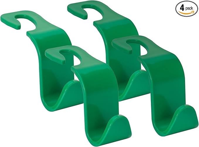 Soleebee 4 Pack Car Headrest Hooks - Universal Auto Hooks, Back Seat Hangers, Storage Organizer (Green)