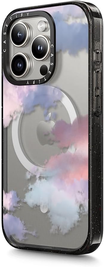 CASETiFY Impact iPhone 15 Pro Case [4X Military Grade Drop Tested / 8.2ft Drop Protection/Compatible with Magsafe] - Cloud Prints - Clouds - Clear Black
