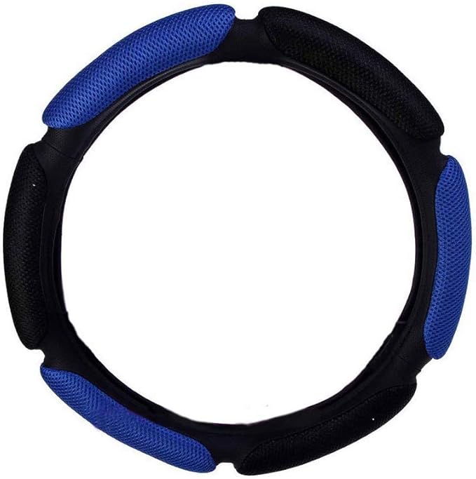 Rayauto Steering Wheel Cover -Odorless, Cooler Hands in Summer, Warmer Hands in Winter (Black Blue)