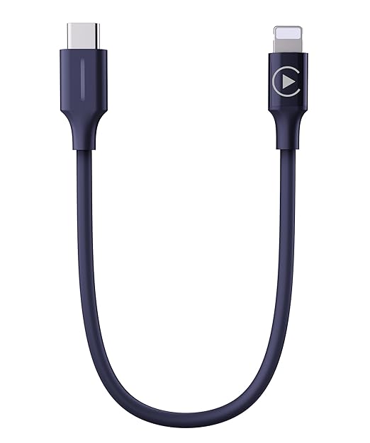 CarPlay Activator Cable for Motorcycle, CarPlay Headset Bypass Adapter for Motorcycle, Enable Mirroring on Harley/Indian/Goldwing Without Headset, USB-C to 8pin Support Charging, 50cm/Black