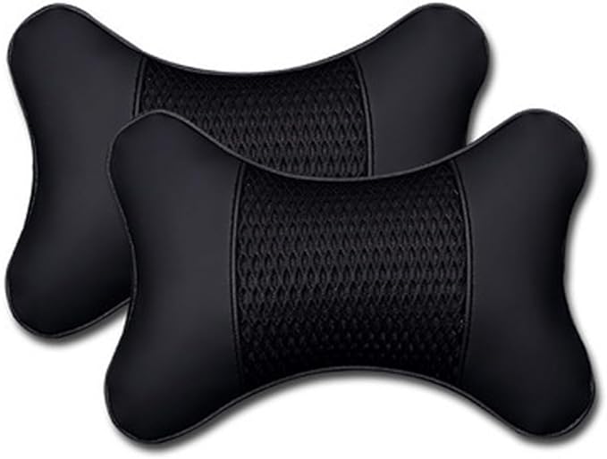 Car Neck Pillows Both Side Pu Leather 2 Pack Car Headrest Pillow for Most Cars Driving Seat Breathable Automotive Neck Support Adjustable Cute Auto Neck Pillow Neck Shoulder Pain Relief for Travel