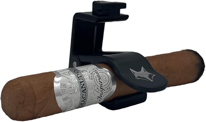 Desert Fox Golf Phone Caddy + Cigar Holder – Adjustable Golf Cart Phone Mount with Secure Cigar Clip – Hands-Free GPS & Golf App Access – Fits All Phones & Cigars (Black)