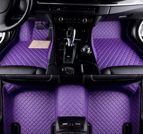 Custom Making Car Floor Mats for 95% Sedan SUV Sports Car Full Coverage Cute Men Women Pads Protection Non-Slip Leather Floor Liners (Purple)