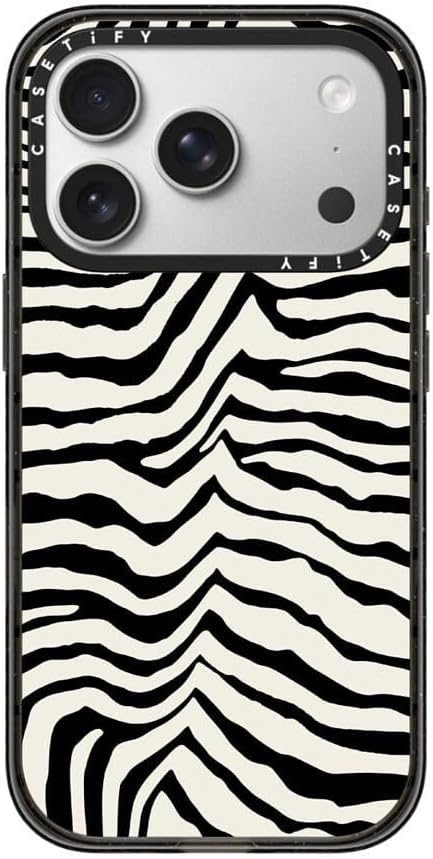 CASETiFY Impact iPhone 17 Pro Case [Slim/Compatible with Magsafe / 8.2 ft. 4X Military Grade Drop Protection] - Zebra Stripe- Back to Black - Clear Black