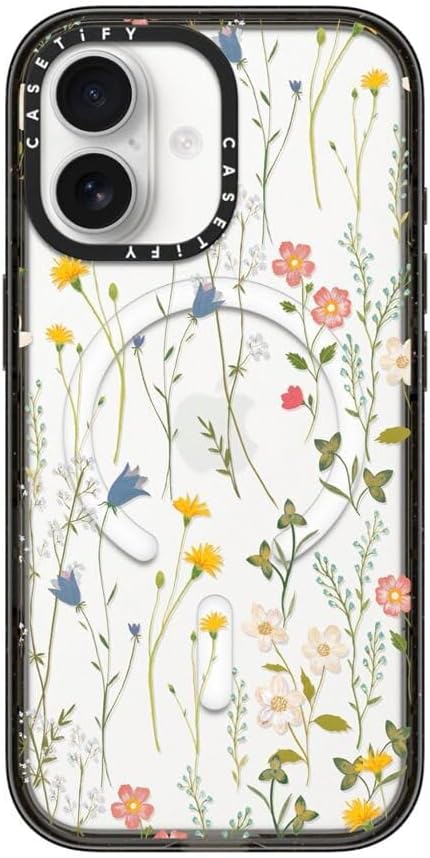 CASETiFY Impact iPhone 17 Case [Slim/Compatible with Magsafe / 8.2 ft. 4X Military Grade Drop Protection] - Dreamy Floral Pattern - Clear Black