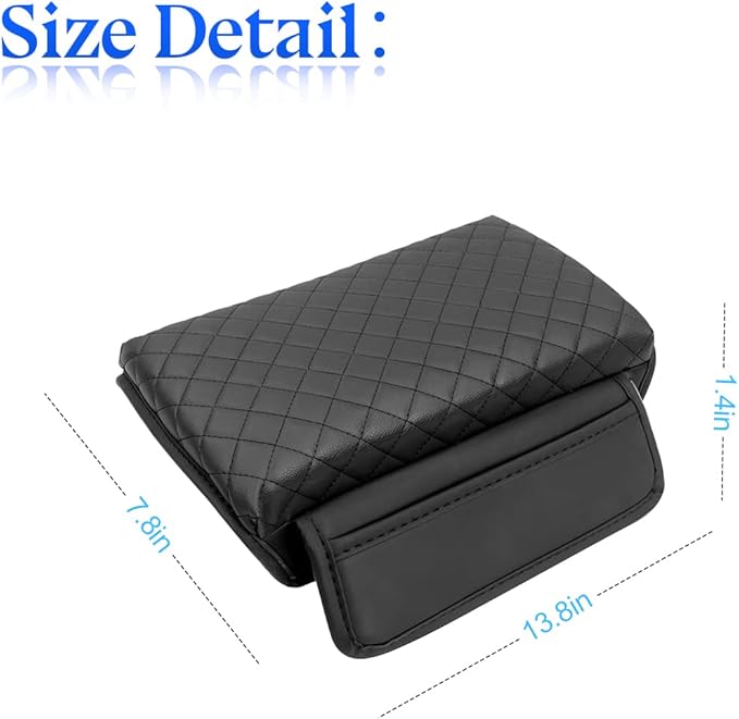 zipelo Car Armrest Cushion, Carbon Fiber Leather Auto Center Console Pad, Memory Foam Armrest Box with Storage Bag, Hand Rest Pillow with Organizer Pockets, Universal Fit for Most Vehicles (Black)