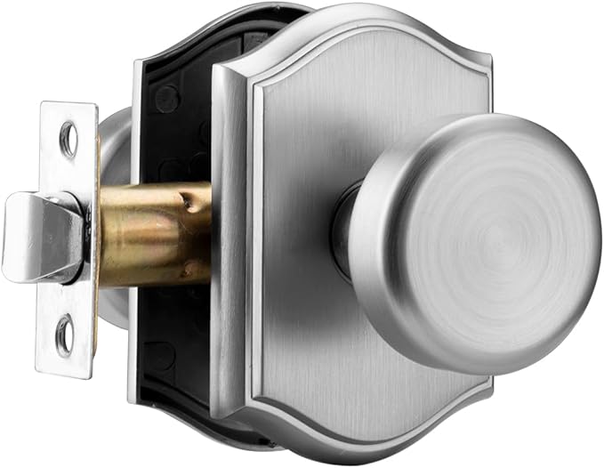 Interior Pismo Doorknobs for Hall, Brushed Nickel Door Knobs with Camelot Trim, Heavy Duty Door Handle