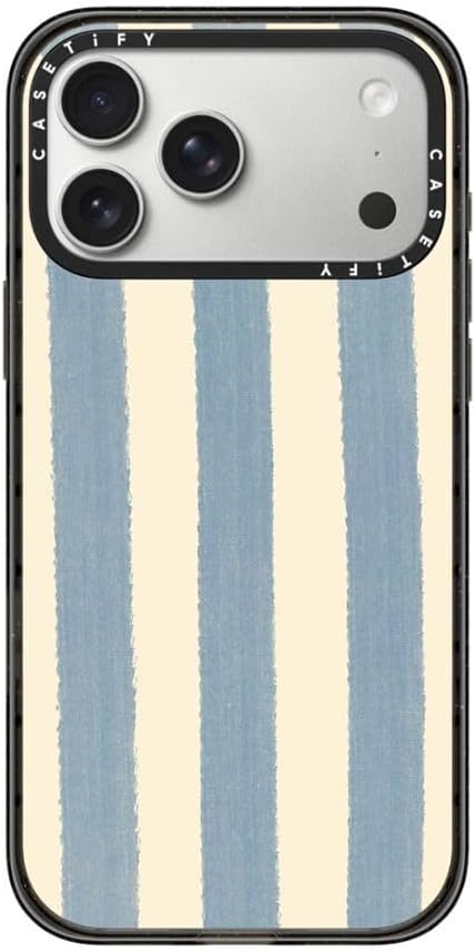 CASETiFY Impact iPhone 17 Pro Max Case [Slim/Compatible with Magsafe / 8.2 ft. 4X Military Grade Drop Protection] - Blue Stripes - Clear Black