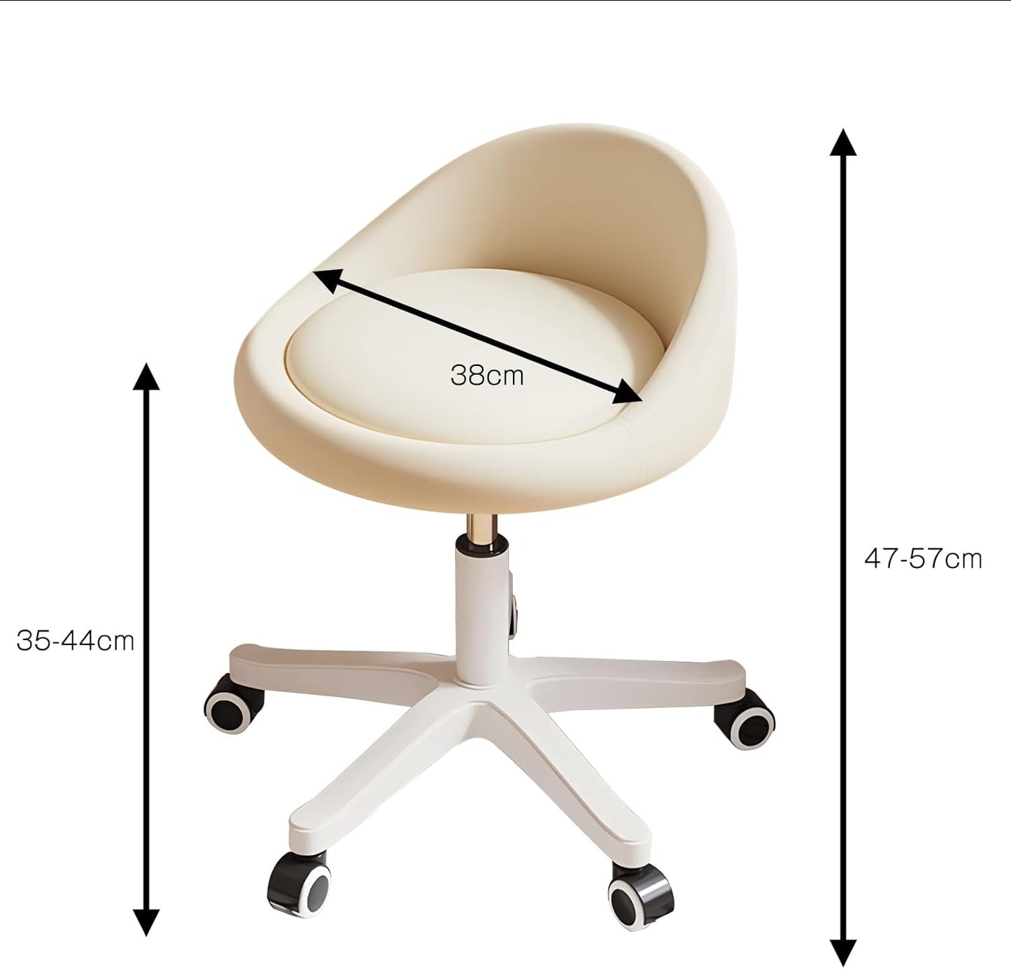 Rolling Stool Set of 6 Rolling Hydraulic Salon Stool with Low Backrest - Adjustable Swivel Chair for SPA, Shop, Salon, Massage, or Medical Office Beige