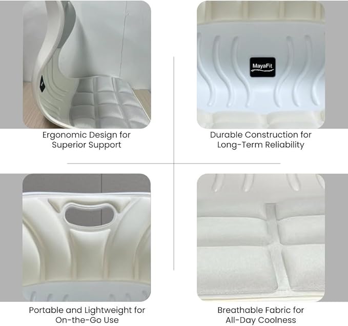 Ergonomic Lumbar Support Cushion, Cream, 460mm x 440mm x 340mm, Large, for Office Chairs & Car Seats, Posture Correction, Pregnancy Comfort,110-300 lbs Capacity