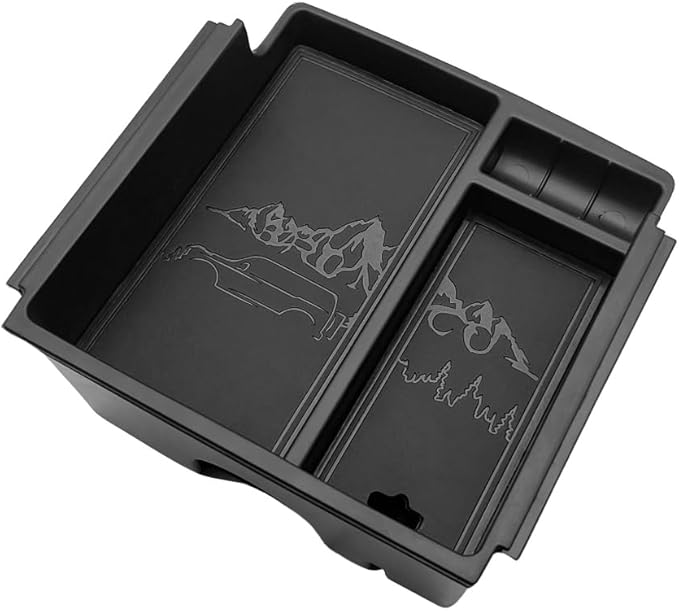 TripleAliners Center Console Organizer Compatible with 2021-2024 Ford Bronco(No for Sport) Accessories Bronco 2/4-Door Center Console Storage Box ABS Material with Leather Trim(V2_Black)Won't Fit 2025