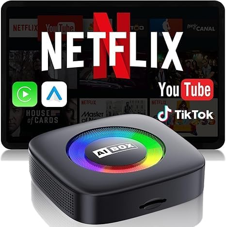 Wireless Carplay Adapter for iPhone Ai Magic Box with Netflix/YouTube Supports TF/Card Dongle Plug and Play Easy Setup Carplay & Android Auto Video Entertainment for iOS 10+ Radio Accessories