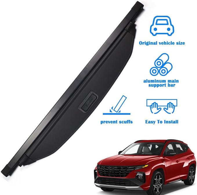 Marretoo for Hyundai Tucson Cargo Cover 2022 2023 2024 2025 Black Retractable Trunk Cover for Hyundai Tucson Accessories
