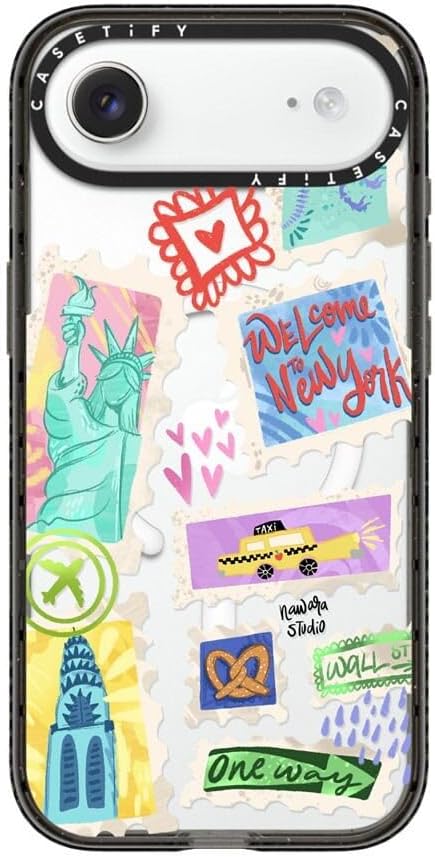 CASETiFY Impact iPhone Air Case [Slim/Compatible with Magsafe / 8.2 ft. 4X Military Grade Drop Protection] - Welcome to New York - Clear Black