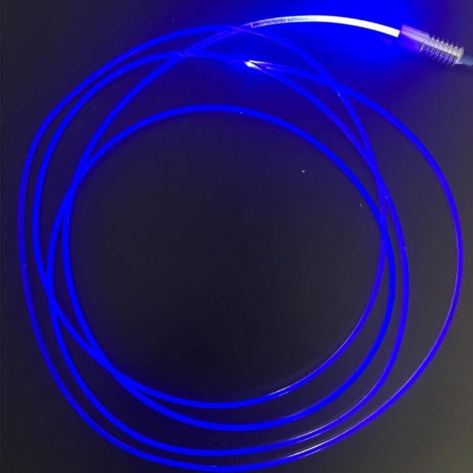 3mm 5meters/16ft PMMA Optic Fiber Cable Side Glow with 12V 1.5W LED Aluminum Illuminator Light Source for Home Car DIY (Blue)