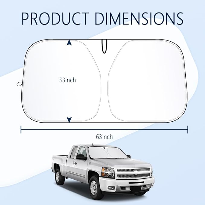 300T Thickened Sunshade for Car Windshield,Windshield Sun Shade for Blocking 99% Sunlight & Heat,Summer Cars Essentials Sun Cover for Car Windshields Fits Small Truck,SUV (XXL: 63x33 inch)
