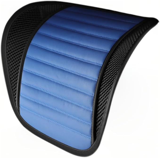 Premium Car Interior Back Support - Versatile Lumbar Cushion for Driver Seat with Breathable Fabric and Adjustable Strap. (2, Blue)