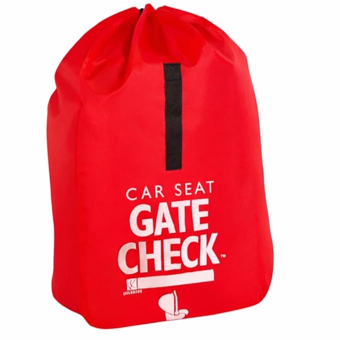J.L. Childress Gate Check Travel Bag for Car Seats - Car Seat Travel Bag for Airplane, Fits All Baby & Infant Carriers, Airport Accessories for Gate Check, Flying Essentials, AirTag Compatible - Red
