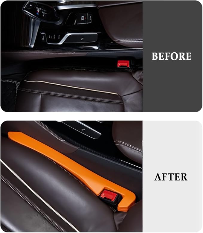 IHOTDER Super Flexible Car Seat Gap Filler,Durable Car Organizer Between Seats for Tightly Filling Seat Gaps,Universal CCar Side Seat Gap Filler CCar Accessories for Women & Men (Orange/2PCS)…