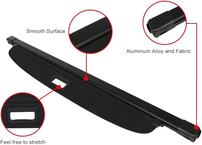SCITOO Cargo Cover 2021-2024 Fit for Ford Bronco 2.3L 2021-2024 Fit for Ford Bronco 2.7L 2022-2024 Fit for Ford Bronco 3.0L Upgraded Retractable Rear Trunk Cover with Aluminum PVC&Plastic