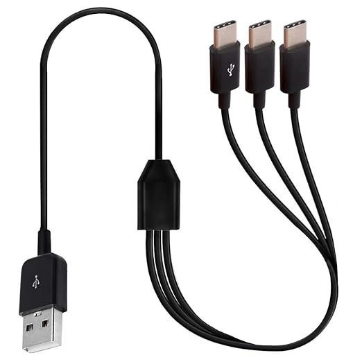 Multi USB C Splitter Y Cable, 3 in 1 USB 2.0 Type A Male to 3 Type C Male Cable Supports Charging And data transmission for i/Phone 15 Plus Pro Max, Galaxy S24/S23/S22, Huawei P40/P30 1meter (3 USB C)