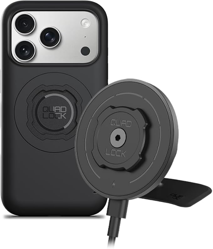Quad Lock Adhesive Dashboard/Console Car Phone Holder Kit with MAG Wireless Charging Head V2 and MAG Phone Case for iPhone 17 Pro