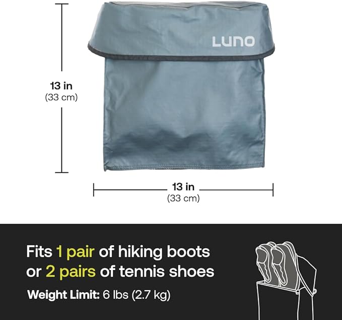 LUNO Magnetic Gear and Shoe Storage Bag - Water resistant, Magnetic Attachment, Quick-Dry Mesh Bottom | Quick and Easy Install | Great for Shoes, Gear, or Trash While Camping