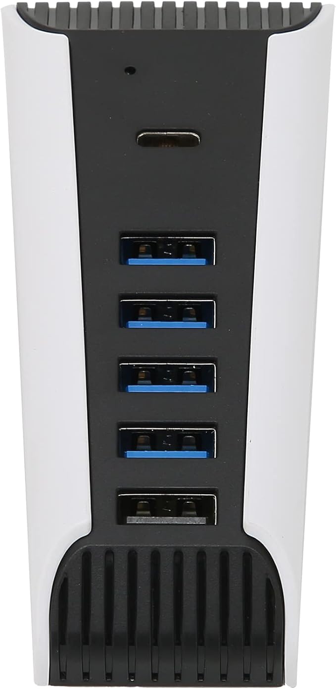 5 Port USB Hub for PS5, 5 in 1 High Speed USB Expansion Hub Charger Splitter Adapter with USB2.0 TypeC Ports for Console