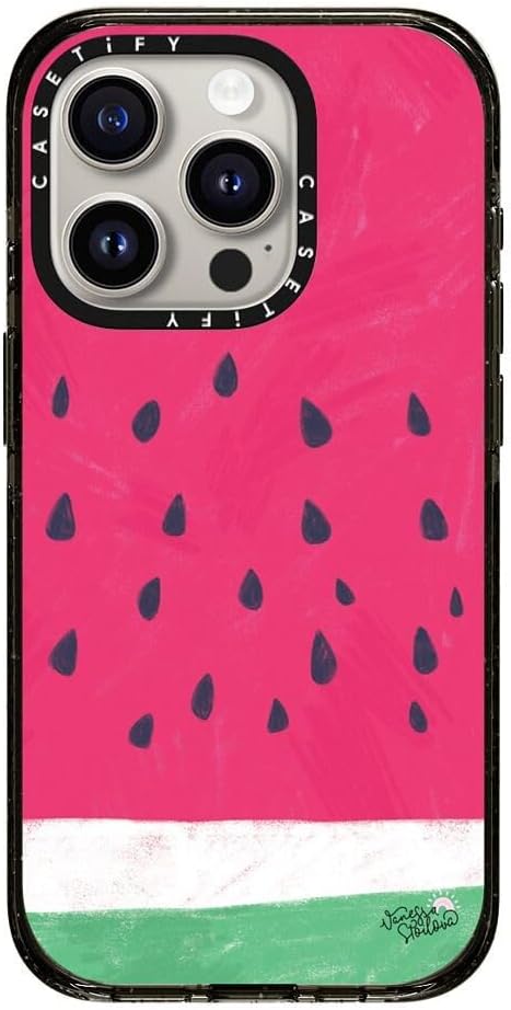 CASETiFY Impact Case for iPhone 15 Pro [8.2ft 4X Military Grade Drop Protection/Compatible with Magsafe] - Watermelon - Clear Black