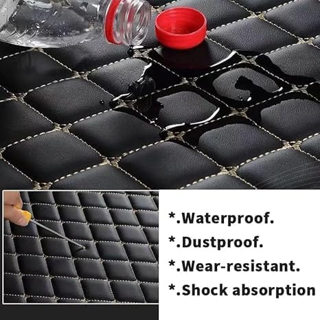 Custom Floor Mats for Cars，Luxury Full Coverage All Weather Car Floor Mats，Leather Car Mat Set ， Floor Mats for 99% of Cars, Trucks & SUVs (Edge Blue Diamond with Black Stripes in The Middle)
