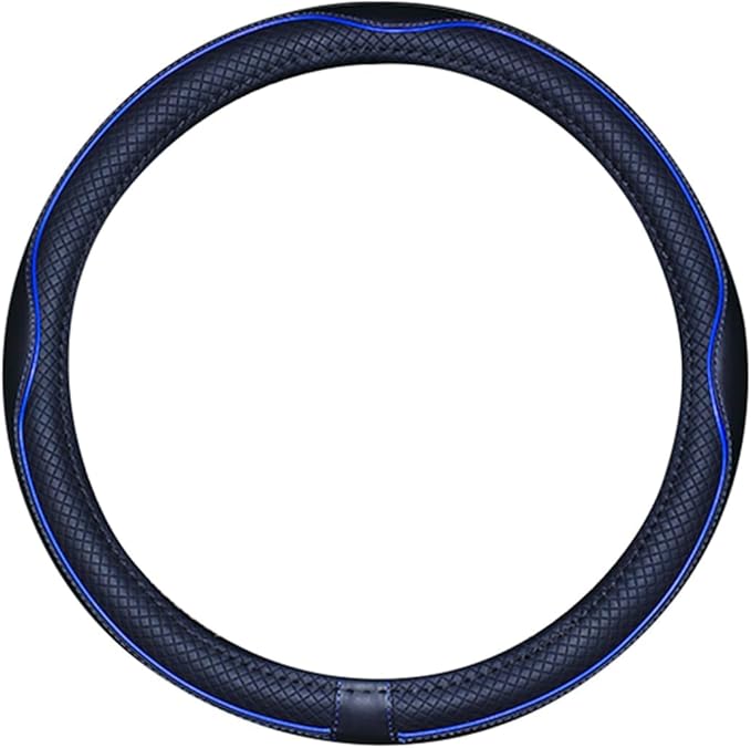 Mayco Bell Large Size Steering Wheel Cover Anti-Slip,Safety,Soft,Breathable,Durable,Full Surround,Comfortable Grip Microfiber Leather (15.5-16 inch, Black Dark Blue)